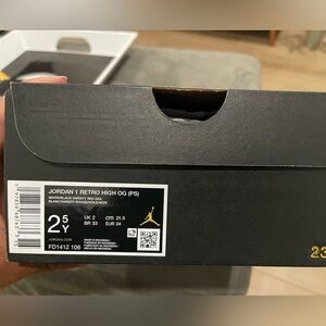 Jordan 1 Retro High OG PS in Black, Varsity red and White size 2.5Y